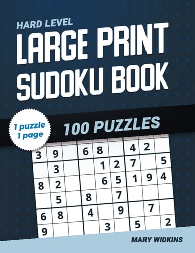 Large Print Sudoku Book Hard Level 100 Puzzles Activity Book For Adults And All Sudoku Fans