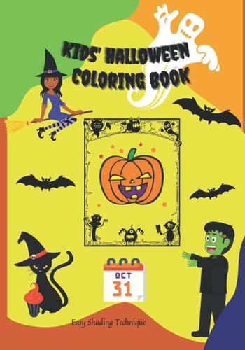 Kids' Halloween Coloring Book Simple Images and Coloring Pages with an Easy Shading Technique!