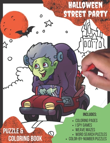 Halloween Street Party Puzzle and Coloring Book 5 in 1 Spooky Activity Pack For Kids