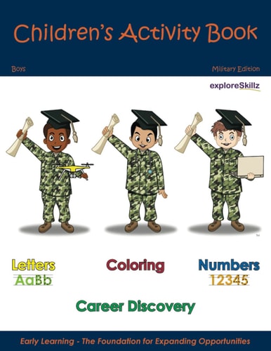 Children's Activity Book - Military Edition Boys Early Childhood Learning Activity Books for Boys