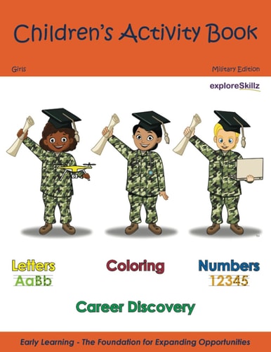 Children's Activity Book - Military Edition Girls Early Childhood Learning Activity Books for Girls