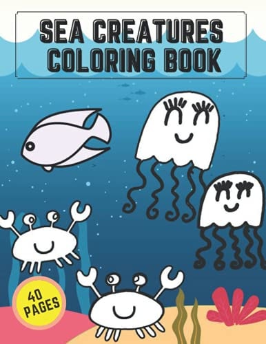 Sea Creatures Coloring Book Fun Activity Pages Ocean Life Animals For Kids Creative Design