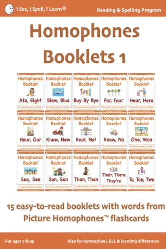 HOMOPHONES BOOKLETS 1 - Fun & Easy-to-Read 15 Booklets with Words from Picture Homophones(TM) Flashcards SET 1 For Children in K-5, Dyslexia, English Language Learners (ELL/ESL)