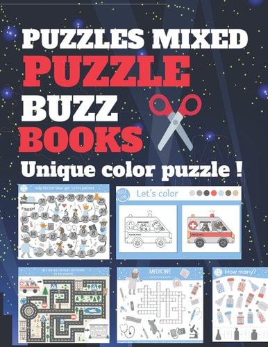 Puzzle Buzz Books Book of Puzzles, Many Hours of Relaxation, for Brain Health, Take it with You on Vacation and Keep Your Brain Healthy.