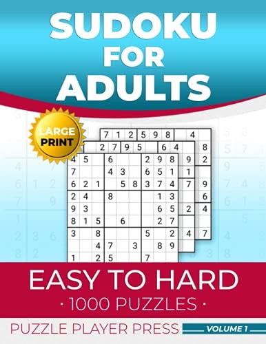 Sudoku for Adults Easy to Hard 1000 Puzzles, Large Print, Volume 1: Big Sudoku Puzzle Book with Different Levels and Solutions, for Seniors, Wide Inner Margins for Cutting, Ripping Or Tearing Out