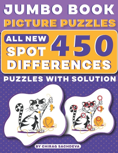 Jumbo Book Picture Puzzles All New - Spot 450 Differences! Brain Games: How Many Differences Can You Find?: Activity Book