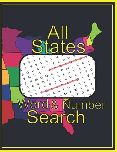 All States Word & Number Search: Word and Number Search Puzzles