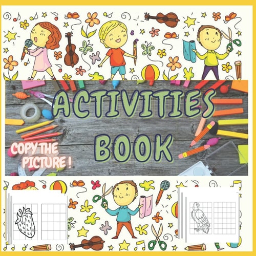 Activities Book Copy the Picture, Earn How to Draw and Coloring Cute Animals and Fruits Step-by-Step with Simple Shapes with Easy Drawing Tutorial for Kids, Practice for Kids with Pen Control