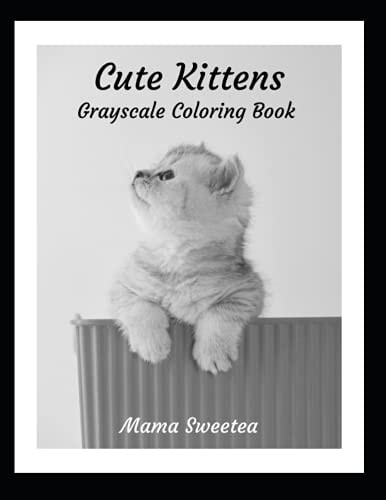 Cute Kittens Grayscale Coloring Book