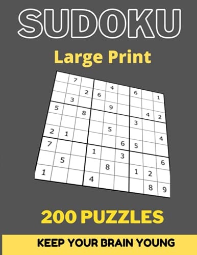 Sudoku Large Print 200 Puzzles Puzzle Books For Adults, Sudoku Puzzles with Solutions.Relax and Keep Your Brain Young.