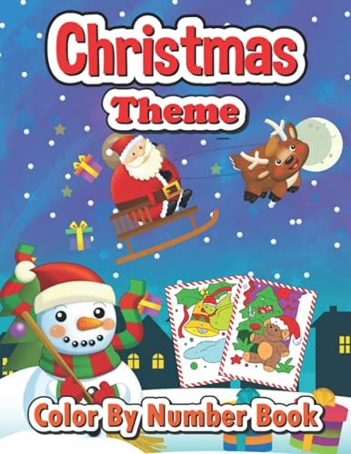 Christmas Theme Color by Number Book Big Christmas Book to Draw Including Santa Claus, Reindeer, Snowmen, Christmas Trees, Candy Cane and More Inside!!