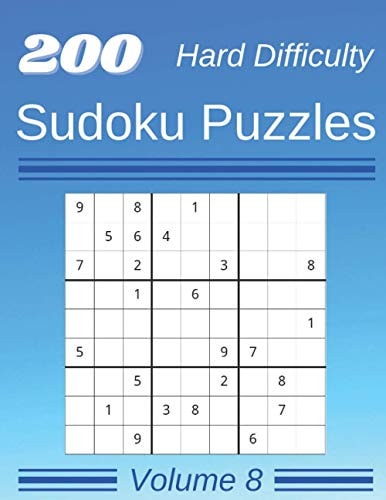 200 Hard Difficulty Sudoku Puzzles Sudoku Puzzle Book with Large Font for Adults and Seniors - Volume 8