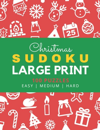 CHRISTMAS SUDOKU LARGE PRINT Red White Theme