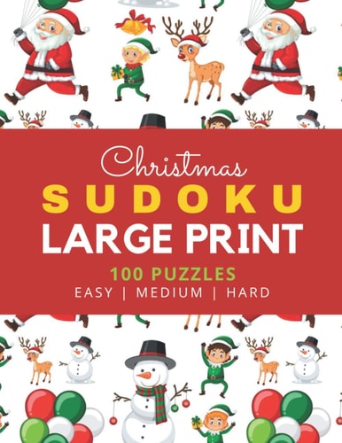 CHRISTMAS SUDOKU LARGE PRINT Santa Party Theme