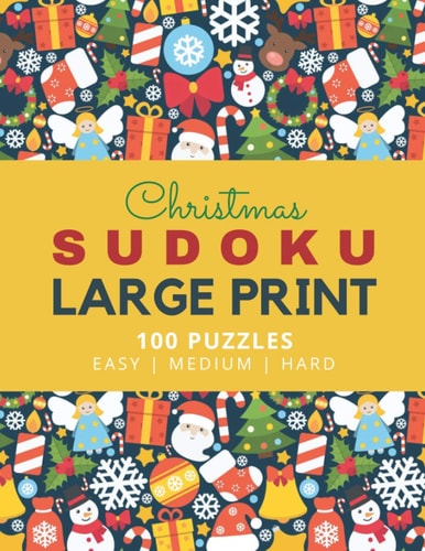 CHRISTMAS SUDOKU LARGE PRINT Bright Colorful Theme