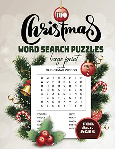 100 Christmas Word Search Puzzles Large Print Volume 2 for All Ages Holiday Puzzles Book with Answers Large Print