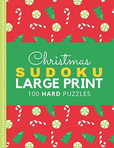 CHRISTMAS SUDOKU LARGE PRINT Red Green Candy Cane Peppermint Theme