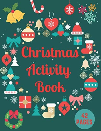 Christmas Activity Book A Fun Activity Coloring and Guessing Game Mazes Word Search for Kids 4-8