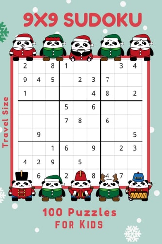 Kids Sudoku Puzzle Travel Size Christmas Panda Kids 9X9 Sudoku 100 Puzzle Travel Size Stocking Stuffer