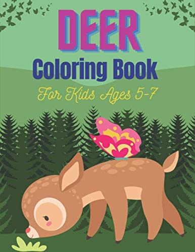 DEER Coloring Book For Kids Ages 5-7 35+ Beautiful Coloring Pages for Kids Gifts