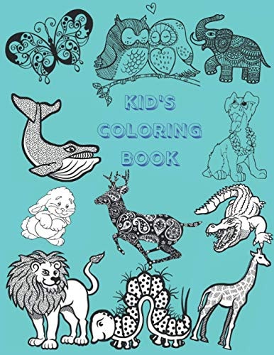 Kid's Coloring Book JUMBO Nature Coloring Book for Kids. Exciting Photos of Animals and Plants with Colorable BUBBLE LETTERS