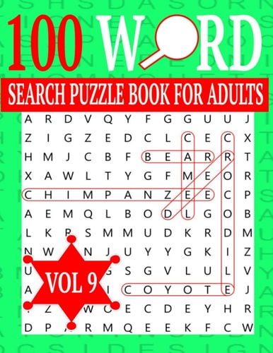 100 Word Search Puzzle Book For Adults Word Search Puzzles for Adults and Seniors 8.5 X 0.58 X 11 Inches Vol 9