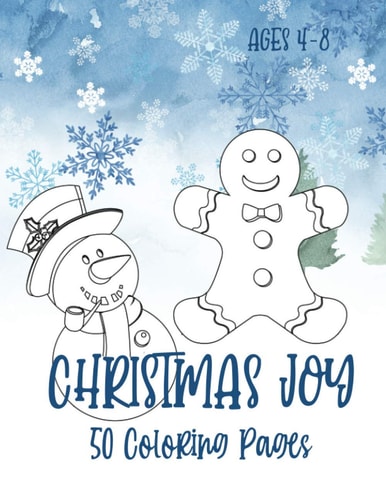Christmas Joy - 50 Coloring Pages Holiday Activity Book for Kids Ages 4-8