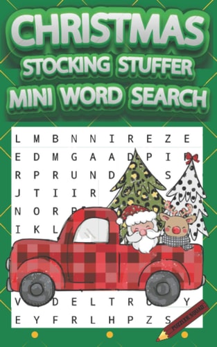 Christmas Stocking Stuffer Mini Word Search Relaxing and Fun Holiday Themed Word Find Puzzle Book for Kids and Adults Are Perfect Stocking Stuffers and Gifts from Puzzler Squad