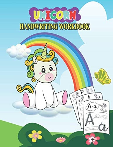 Unicorn Handwriting Workbook Unicorn Tracing Book, Writing Practice Book to Master Letters, Trace Letters Alphabet Handwriting Practice Workbook for Kids, Word Practice for Kids.