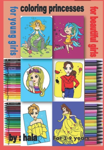 Coloring Princesses A Small Coloring Book Containing Black Drawings Suitable as a Gift Contains 54 Pages 6.7x9.6 Inches