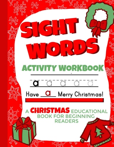 Sight Words Activity Workbook Christmas Educational Books for Beginning Readers 8.5x11