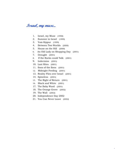 Israel, My Muse and other Poems