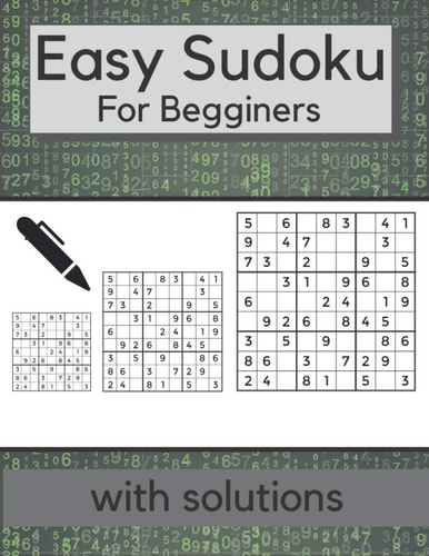 Easy Sudoku For Begginers with Solutions Puzzle Books Color Puzzles Activity Brain Difficulty Level Levels Different Solution For Gift Gifts