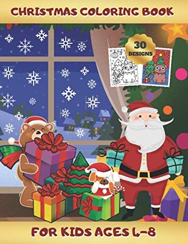 Christmas Coloring Book ACTIVITY BOOK FOR KIDS AGES 4-8 - Learn to Draw Cute Animals: Bears, Dinosaurs, Cats, Dogs... - 20 Mazes for Kids with Facts - Creative Gift.