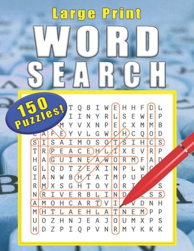 Wood Search Book 150 Puzzles with Solutions, 8.5 X 11, Soft Cover, Glossy Finish