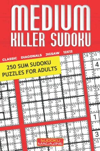Medium Killer Sudoku 250 Sum Sudoku Puzzles for Adults