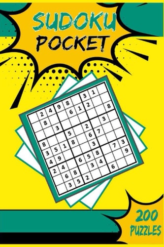 Sudoku Pocket Compact Size, Travel-Friendly Book with 200 Easy to Hard Sudoku Puzzles and Solutions - Pretty Pocket-Size Sudoku Puzzle Book for Adults