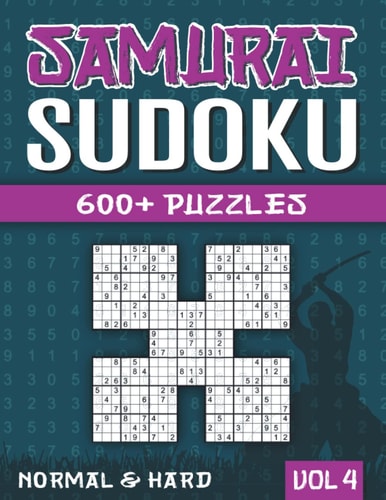 Samurai Sudoku Sudoku Book for Adults with 600+ 5 in 1 Sudoku - Normal and Hard - Vol 4