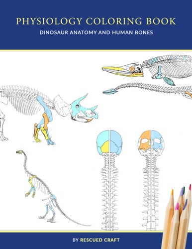 Physiology Coloring Book Dinosaur Anatomy and Human Bones Colouring Book for Dinosaur Lovers, Veterinary Technicians, Paleontology and Biology Students
