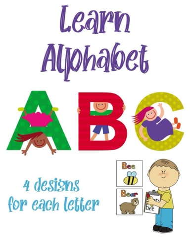 Learn Alphabet Alphabet Learning And Coloring Book With 4 Designs For Each Letter