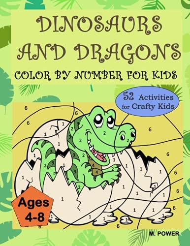 Dinosaurs and Dragons Color by Number for Kids