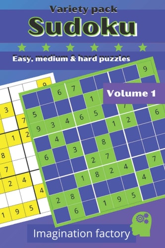 Sudoku Variety Pack. Easy, Medium & Hard Puzzles 100 Puzzles. 6x9 Travel Size. Easy to Carry