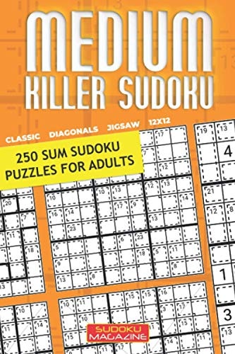 Medium Killer Sudoku 250 Sum Sudoku Puzzles for Adults