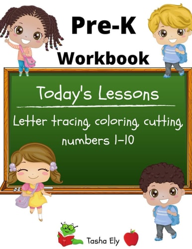Pre-K Workbook Letter Tracing, Coloring, Cutting, Numbers 1-10