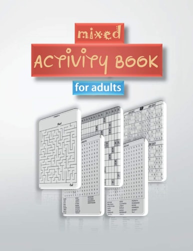 Mixed Activity Book for Adults Word Search, Sudoku Hard, Number Searches, Scramble, and Mazes 8,5"x11" 110 Pages