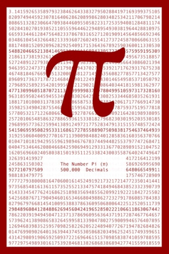 The Number Pi (π) - 500,000 Decimals Ideal Present Or Gimmick for Nerds, Number Freaks, Pi Lovers, Math, Physics, Chemistry, Computer Science, and Science Students