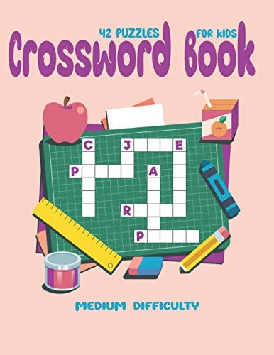 Crossword Books ( 42 Puzzles ) For Kids Medium Difficulty Puzzles Brain for Men, Women Adult & Seniors! Medium Difficulty this Brain Games, Big And Easy Type Crossword Puzzles
