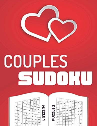 Couples Sudoku 2 Player Sudoku / Play Simultaneously Or Competitively with Your Partner / Easy, Medium and Hard Difficulty / 288 Puzzles / 4 Per Page