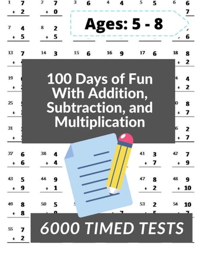 100 Days of Fun With Addition, Subtraction and Multiplication Grades 3-5 Math Drills, Addition, Subtraction and Multiplication, Digits 0-12, Reproducible Practice Problems