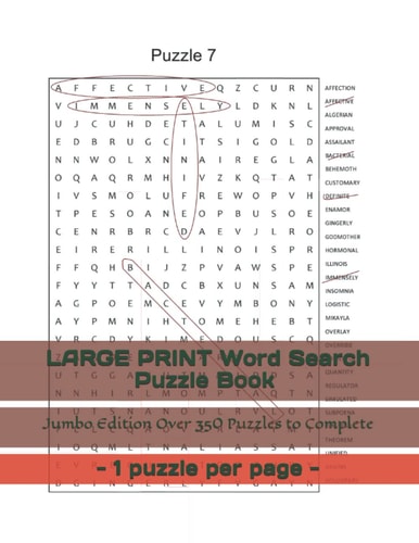 LARGE PRINT Word Search Puzzle Book - 1 Puzzle Per Page - Jumbo Edition Over 350 Puzzles to Complete